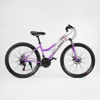Велосипед Спортивный Corso 26". "KLEO", 21 скорость, стальная рама 15’’, переключатели Saiguan. Pink and Violet (137744)