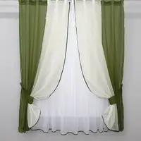 Кухонный комплект (280х170см), шторки и тюль с подхватами. Цвет оливковый с бежевым и белым. Код 038к
