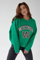 Жіночий світшот на флісі з написом Wisconsin - зелений цвет, M