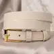 Красивый тонкий кожаный ремень для женщин GRANDE PELLE 22949 Молочный