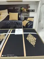 Siyah sari постільна білизна з вишивкою. Євро розмір. Ранфорс. Karina Туреччина.