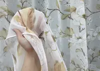 Тюль батист, колекція "Flora". Колір білий з бежевим. Код 1908т