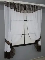 Кухонний комплект, (280х170см.) шторки з ламбрекеном і підхватами. Колір білий з венге. Код 085к 52-0918