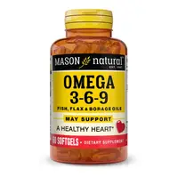 Жирные кислоты Mason Natural Omega 3-6-9 1200 mg Fish, Flax &amp; Borage Oils, 60 капсул