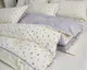 Постельное белье полуторное из мокрого хлопка Koloco 21192 150х210 см молочное с серым