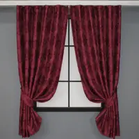 Комплект (2шт. 1,4х1,7м.) коротких штор, льон колекції "Корона". Колір бордовий. Код 1246ш 35-0075