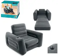 Надувное кресло Intex 551 NP раскладное с подстаканником размер 117х224х66 см. Grey (85318)