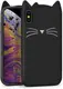 Силиконовый чехол для iPhone XS Max - 3D Cat (Кот с усами), Черный