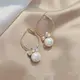 Серьги кольца с жемчужными шариками код 2302