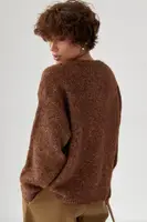 В'язана вільна кофта меланж - коричневий колір, ONE SIZE