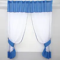 Кухонные шторы (280х170см.) с ламбрекеном, на карниз 1-1,5м. Цвет белый с голубым. Код 00к 59-552
