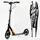 Двухколесный складной самокат Best Scooter, фонарик, амортизатор. Black and white (113217)