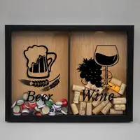 Подвійна рамка копілка "Beer, Wine" для корків, Чорний-коричневий, англійська