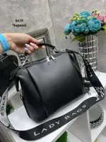 Черный – два отделения на молнии – молодежный, качественный клатч Lady Bags с двумя съемными ремнями (0439)