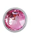 Металлическая анальная пробка Silver, pink crystal, размер М