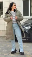 Куртка жіноча зимова оливкова подовжена П974 52
