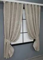 Комплект (2шт. 1,3х1,7м.) коротких штор, льон мармур колекція "Pavliani". Колір сіро-бежевий. Код 1177ш 35-0070