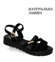 Женские черные замшевые босоножки черный