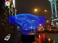 3D ночник "Автомобиль 7" (УВЕЛИЧЕННОЕ ИЗОБРАЖЕНИЕ) + пульт ДУ + сетевой адаптер + батарейки (3ААА)  3DTOYSLAMP