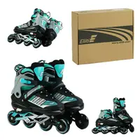 Роликові ковзани Best Roller. Розмір 38-41: 24-26 см, PU колеса, що світяться. Black and Turquoise (151206)