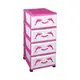 Пластиковый розовый комод с рисунком Dolphin Elif Plastik 299-2LF
