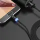 Магнитный кабель для зарядки Topk USB 1m 2.4A 360° TK17i-VER2 MicroUSB Type-C Lightning Black универсальный