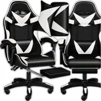 Кресло геймерское PLAYER с подставкой для ног и массажем White/Black (100009)