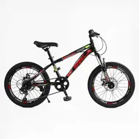 Детский спортивный велосипед 20" дюймов Corso SPIRIT 20316 стальная рама Shimano 7 скоростей. Black and Red (162825)
