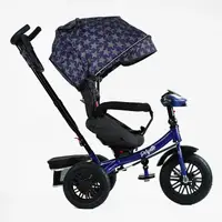 Детский велосипед 3-х колесный BestTrike, поворотное сиденье, колеса резиновые надувные, корзина, музыкальная фара, USB, Bluetooth. Dark blue (145111)