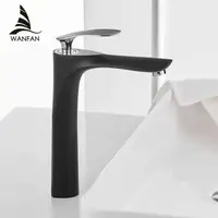 Смеситель дизайнерский для раковины кран в ванну однорычажный WanFan люкс качества Черный-хром