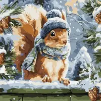 Картина по номерам - "Зимний бельчонок" ©art_selena_ua, 40х40см