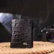 Вертикальный кошелек из натуральной кожи с тиснением под крокодила CANPELLINI 21673 Черный