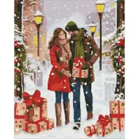Алмазная мозаика "Обмен подарками", (40х50 см)