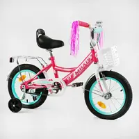 Велосипед дитячий 14" 2-х колісний CORSO MAXIS, з кошиком, зібраний на 75%. Pink and blue (143339)