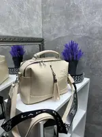 Беж - стильна, якісна сумка Lady Bags на два відділення з двома знімними ременями (0268)