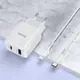 Адаптер сетевой HOCO Type-C to Lightning Cable Favor dual port N5 |1USB/1Type-C, PD20W/QC3.0, 3A| (Safety Certified)