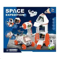 Игровой набор "Набор космоса". Космическая ракета, шуруповерт на батарейках, марсоход, 2 игровые фигурки, 2 вида мини-транспорта, свет. White (121939)
