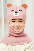 Зимний шлем Bear розовый 4795, размер 48-52