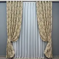 Комплект штор (2шт. 2х2,7м.) Льон, колекція "Корона Марія". Колір капучино з бежевим. Код 1271ш 32-___