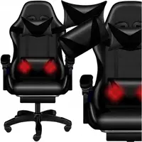 Крісло геймерське PLAYER з підставкою для ніг та масажем Black (100003), регульована висота та масажний ефект