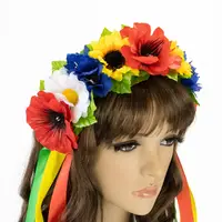 Украинский веночек с лентами на ободке Иванна с маками 2831