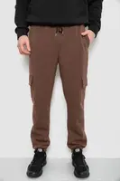 Спортивные штаны мужские на флисе, цвет коричневый, 129RA9997