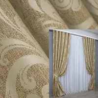 Комплект (2шт. 1,5х2,7м.) штор из ткани лён рогожка, коллекция "Лилия". Цвет желтый. Код 1375ш 33-0234