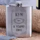 Фляга стальная "Кум №1 во всем мире", украинская, Деревянная подарочная коробка с гравировкой