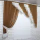 Кухонный комплект, шторка с ламбрекеном. На карниз 1,5-2м. Цвет коричневый с молочным. Код 070к