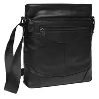 Мужская кожаная сумка через плечо Borsa Leather K17801-black