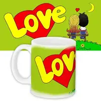 Кружка с принтом Love is... салатовая 330 мл (KR_L126)