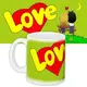Кружка с принтом Love is... салатовая 330 мл (KR_L126)