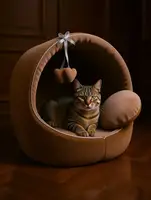 Будка для собак і котів Плюш коричнева №1 360х320х320