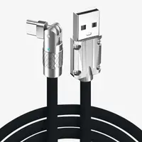 Кабель для быстрой зарядки USB Type-C 120w 6A (150 см) черный, с подсветкой. Поворотный кабель Type-C 180°